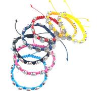 MHADBKH Set Of 12 Benedictines Charm Bracelets Handmade Wristbands Adjustable Length Wristchains Religious Blessing Jewelry