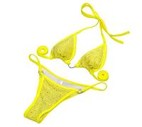 MHADBKH Sparkly Rhinestone Bathing Suit-Halter Bikinis Set O-Ring String-Swimwear-2 Pieces Swimsuit for Beachwear O-ring String Swimsuit for Women-halter Bikinis Sparkly Rhinestone Bathing Suit