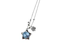 MHADBKH Stainless Steel Four Leaf Symbol Necklace Representing Hope Faith Love Luck Elegant Pendant Neckchain Jewelry