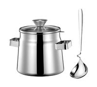MHADBKH Sturdy Stainless Steel Oil Container With Integrated Filter Ideal For Storing Bacon Drippings And Cooking Oils Household Oil Management