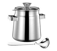MHADBKH Sturdy Stainless Steel Oil Container With Integrated Filter Ideal For Storing Bacon Drippings And Cooking Oils Household Oil Management