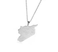 MHADBKH Syria Outline Map Pendant Necklace Elegant Syria Map Necklace With Detailed Engraving For Fashion Enthusiasts