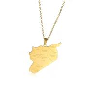 MHADBKH Syria Outline Map Pendant Necklace Elegant Syria Map Necklace with Detailed Engraving for Fashion Enthusiasts