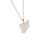 MHADBKH Syria Outline Map Pendant Necklace Ethnic Styles Neckchain Adjustable Choker Commemorative Jewelry for Men and Women