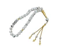 MHADBKH Traditional Islamic 33 Bead Tasbih Black Glass Prayer Bracelet for Men and Women Hand Chain Devotional Use