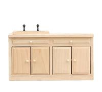 MHADBKH Unfinished Miniature Cabinet Sink Natural Wooden Craft Model Project Dollhouses Accessorie Kitchen Scene Display Decors Dollhouses Accessories