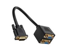 MHADBKH VGA Splitter Cable 1Input 2Output 1080P Double Monitor Adapter 25cm Cable For PC Laptop Projectors LCD TVs Box Displays