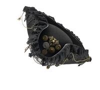 MHADBKH Victorian Pirate Hat Distressed Theme Event Gear for Renaissances Masquerades Party Dressingup Collector Favor Lace Bat Pirate