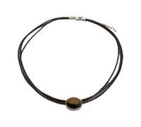 MHADBKH Vintage Leather Necklace Featuring Natural Eyes Stone Adjustable Length Necklace Alloy Texture Present for Women