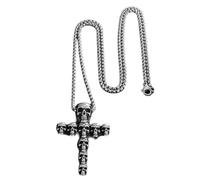MHADBKH Vintage Skull Crosses Pendant Necklace Gothic Jewelry With Adjustable Chain Unique Skull Jewelry For Men And Women