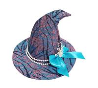 MHADBKH Wide Brims Witches Hat Oceans Theme Witch Caps Large Blue Witches Witch Hat Halloween Cosplay Costume for Women Girls Halloween Witch Hat