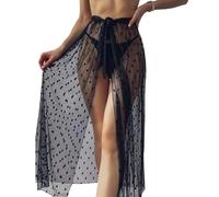 MHADBKH Women Long Beach Dress Side Slit Sheer Coverup Skirt See Through Sheer Swimwears Coverup Beach Skirt