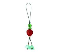 MHADBKH Y2k Girl Heart Strawberry Tassels Pendant Coloured Glaze Bead Keychain Sweet Car Bag Accessory Phone Pendant