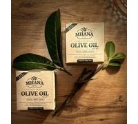 MHANA Authentic Aleppo Soap Bar - 77% Olive Oil & 15% Laurel Oil - Handmade Natural Soap for Sensitive Skin, Eczema & Acne - Face, Body & Hair - Vegan, SLS-Free, Paraben-Free (200g)