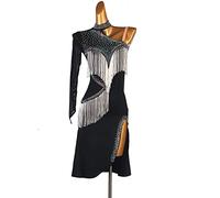 MHart Women's Banquet Dance Dress Backless Latin Dance Competition Dress Women Beaded Latin Dance Dress Black