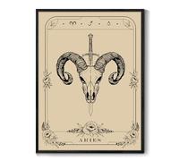 MHARTK66 Black Framed Constellation Canvas Wall Art, 16"x24" Aries Tarot Dark Academia Room Decor Aesthetic, Gothic Wall Decor for Living Room Desktop Office Bathroom Dining Room Hallway