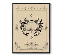 MHARTK66 Black Framed Constellation Canvas Wall Art, 16"x24" Cancer Tarot Dark Academia Room Decor Aesthetic, Gothic Wall Decor for Living Room Desktop Office Bathroom Dining Room Hallway