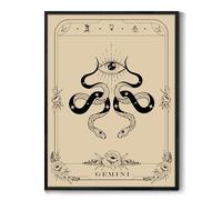 MHARTK66 Black Framed Constellation Canvas Wall Art, 16"x24" Gemini Tarot Dark Academia Room Decor Aesthetic, Gothic Wall Decor for Living Room Desktop Office Bathroom Dining Room Hallway