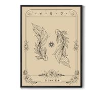 MHARTK66 Black Framed Constellation Canvas Wall Art, 16"x24" Pisces Tarot Dark Academia Room Decor Aesthetic, Gothic Wall Decor for Living Room Desktop Office Bathroom Dining Room Hallway