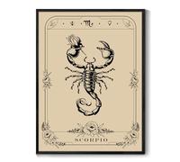 MHARTK66 Black Framed Constellation Canvas Wall Art, 16"x24" Scorpio Tarot Dark Academia Room Decor Aesthetic, Gothic Wall Decor for Living Room Desktop Office Bathroom Dining Room Hallway