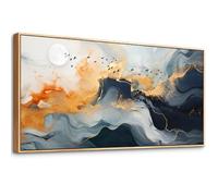 MHARTK66 Boho Wall Decor Living Room Wood Framed Canvas Wall Art For Bedroom Office Wall Decorations Minimalist Abstract Ink Wall Paintings Framed Prints Wall Pictures Artwork Hotel Room Home Decor