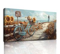 MHARTK66 Canvas Wall Art for Living Room Large, 20"x40" Seaside Landscape Modern Bedroom Decor Aesthetic, Lighthouse Sunflower Pictures Prints Wall Decorations for Office Bathroom Hallway Dining Room