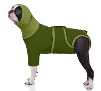 MHaustlie Recovery Suit for Dogs,2-in-1 Dog Neck Cover, Doggy Abdominal Wounds Bandages, E-Collar & Cone Alternative Surgical Suit, Doggy Neuter Spay Suits, Anti-Licking Wounds Onesie(Green, XS)