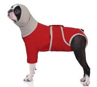 MHaustlie Recovery Suit for Dogs, Dog Abdominal Wounds Bandages, E-Collar & Cone Alternative Surgical Suit, Female Doggy Neuter Spay Suits, Anti-Licking Wounds Onesie for Male(Red, S)