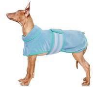 MHaustlie XL Dog Bathrobe Quick Drying Microfibre Bath Towel, Adjustable Dog Towel with Velcro Fastener, Absorbent Dog Bathrobe for Medium Dogs Warm Dog Drying Coat After Bathing Swimming(Blue, XL)