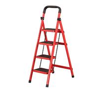 MHBGX Easy and Multifunction Convenient Folding Step Stool,Homewares Ladder with Anti-Slip Tread and Hand Grip, Portable Stepladder for Audlts, 330Lbs Capacity - Red (Size : 3-Step),4-Step