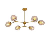 MHBGX Modern Industry Sputnik Chandelier,Household Ceiling Lights, 8 Lights Glass Ball Chandelier， Branch Pendant Light Hand Blown 360 Rotation Glass Shade Chandeliers Lamp for Home Living Room,Golde