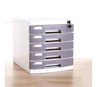 MHBGX Multifunction Office Storage File Cabinet-File Rack,Storage Box Information Niture Archive Cabinet 5 Drawers Plastic Desktop with Lock Drawer Type High Capacity Can Store A4 Files,Gray