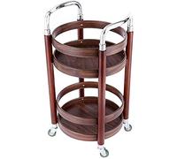 MHBGX Multifunctional Storage Trolley,Drinks Service Tray Carts 2 Tier Multifunction Rolling Cart Wooden Frame Round Handle Guard Rails Kitchen Storage Trolleys Utility Hand Trucks,A-42 X 42 X 74 cm,