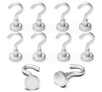 MHD MAG 18LBS Heavy Duty Magnetic Hooks Strong Neodymium Magnet Hook for Home, Refrigerator, Kitchen, Workplace, Office, Garage, Cruise Cabins. 10 of Pack.