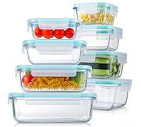 MHDCLY 8 Pack Glass Container Food Storage, Meal Prep Containers with Lids, BPA Free and FDA Approved, Boite A Lunch, Airtight Glass Bento Boxes with Leak Proof Locking Lids, for Freeze