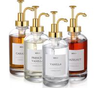 MHDCLY Coffee Bar Accessories, Coffee Syrup Dispenser - 4pack,16.9oz Syrup Dispenser with Labels,Syrup Pump Dispenser for Coffee Bar(Gold Pump)