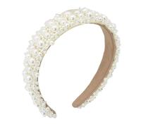 MHDGG Pearl Headbands for Women White Bling Faux Pearl Rhinestones Hairbands Bridal Hair Hoop Wedding Hair Accessories for Women Girls