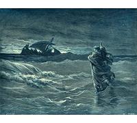 MHFFDYIV Famous Illustration Wall Art Poster Artwork Jesus Walking on the Sea by Gustave Dore Poster Print for Hallway Decor 60x90cm