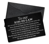 Mhfpl To Our Son-In-Law Wallet Card, Engraved Black Metal Wallet Insert Card from Parents-in-law to Son-in-laws, Wishes Card from Parents-in-laws, Anniversary Wedding Birthday Gifts for Son-in-law