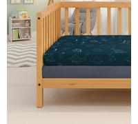 MHG Living 100% Cotton Jersey Fitted Cot Sheet - Soft And Breathable Baby Bedding - Denim Blue & Dino - Fits 120X60Cm