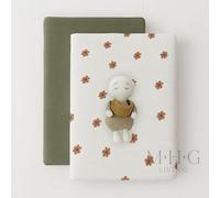 MHG Living 100% Cotton Jersey Fitted Cot Sheet - Soft And Breathable Baby Bedding - Green & Flowers Print - Fits 120X60Cm