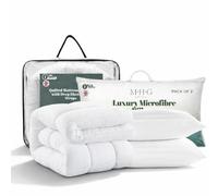 MHG Living 1200 GSM Mattress Topper Double Bed (135 x 190 cm) with 2 Pillows - Ultra Soft Quilted Microfibre Topper | Hypoallergenic, Breathable & Machine Washable with Elasticated Straps | UK Made