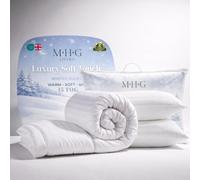 MHG Living 15 Tog Double Duvet 200x200cm + 2 Microfibre Pillows - Extra Warm Winter Heavyweight Thick Bedding Bundle, Hotel Quality Hollowfibre, Hypoallergenic Anti-Allergy, Machine Washable & UK Made