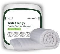 MHG Living Anti-Allergy 1.5 Tog Summer Duvet - Lightweight Breathable Striped Microfibre Quilt - King