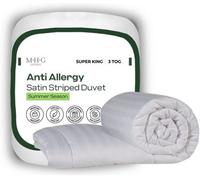 MHG Living Anti-Allergy 3 Tog Summer Duvet - Lightweight Breathable Striped Microfibre Quilt - Super King