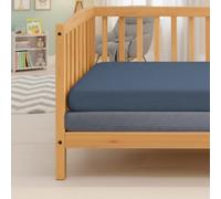 MHG Living Baby Cot Fitted Sheet Pack of 2 - 120x60cm - 100% Jersey Cotton - Soft, Breathable - 2 Colour Crib Mattress Covers with All-Round Elastic for Boys & Girls - Denim Blue/Sky Blue