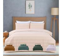 MHG Living Double Duvet Cover Set - Soft Polycotton Waffle Stripe Bedding with Button Closure and Corner Ties - Textured Fabric - Includes 2 Pillowcase - Dusky Pink - 200x200cm