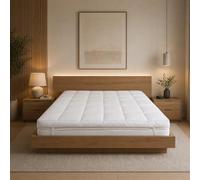 MHG Living Duck Feather Single Mattress Topper 90x190cm - Down-Proof T233 100% Cotton Cover, Box Stitched, Hypoallergenic, Breathable, Elastic Straps - Super Soft Bed Cushioning