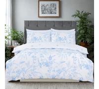 MHG Living Duvet Cover Set - King 230x220cm - Blue & White Floral Design - 100% Cotton Sateen T300 - Digital Printed Soft & Breathable Luxury Bedding - With Pillowcases & Button Closure