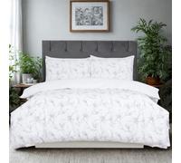 MHG Living Duvet Cover Set - King 230x220cm - Orchid White & Gray Floral Design - 100% Cotton Sateen T300 - Digital Printed Soft & Breathable Luxury Bedding - With Pillowcases & Button Closure